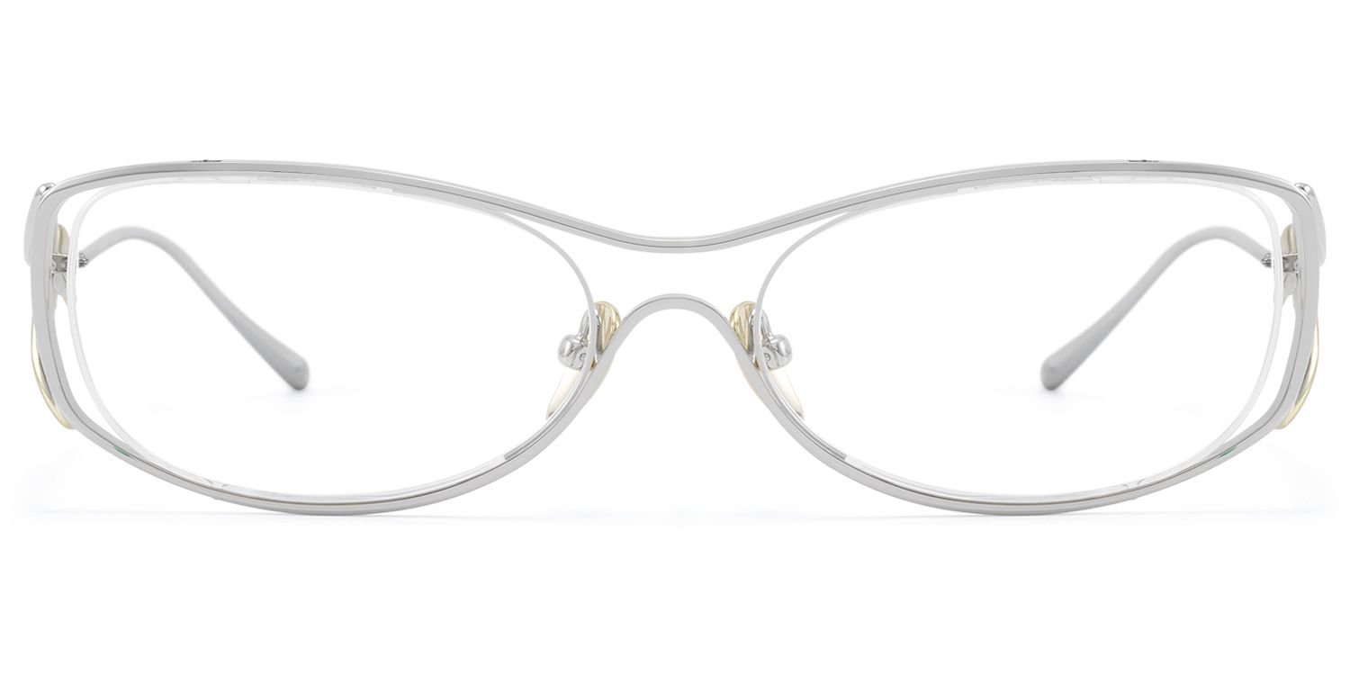 Frame Size of Okinawa - Silver Metal Double Wave Temple Glasses | Vooglam