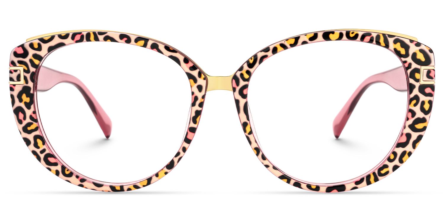 Bessie - Oval Animal Eyeglasses Cheetah Style | Vooglam Angle View