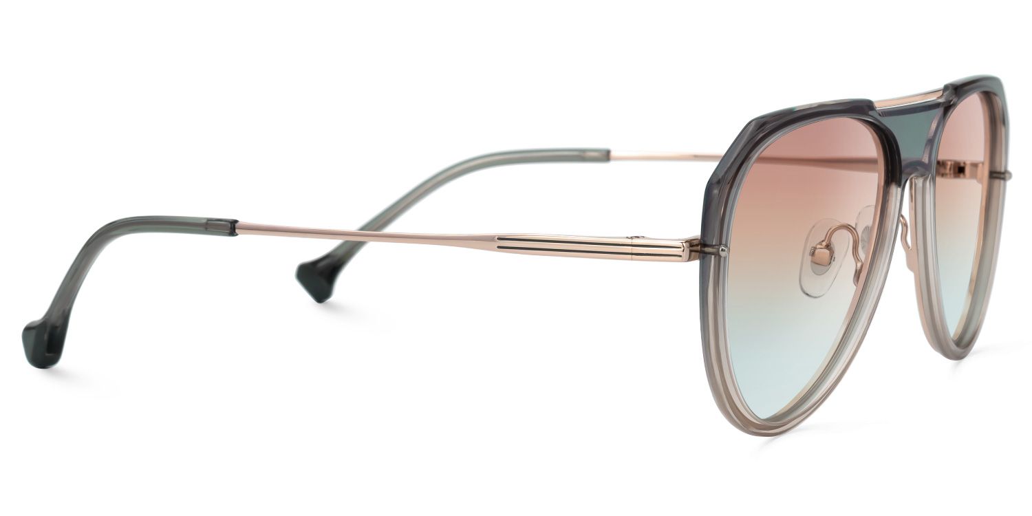 Hafsa - Aviator Grey Prescription Sunglasses | Vooglam 4