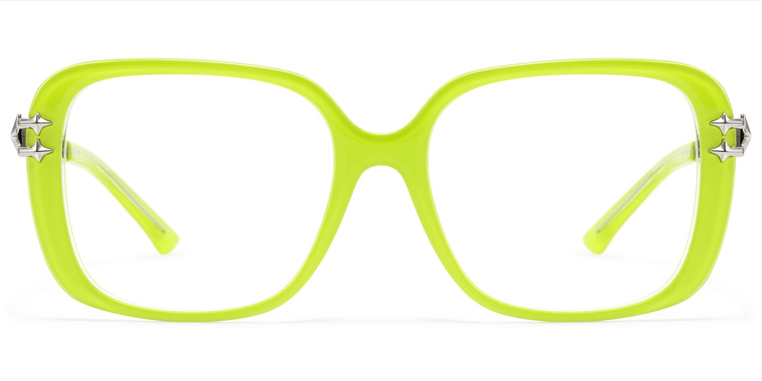 Nova - Neon Green Star Deco Double Wire Glasses by Vooglam Product Details 1