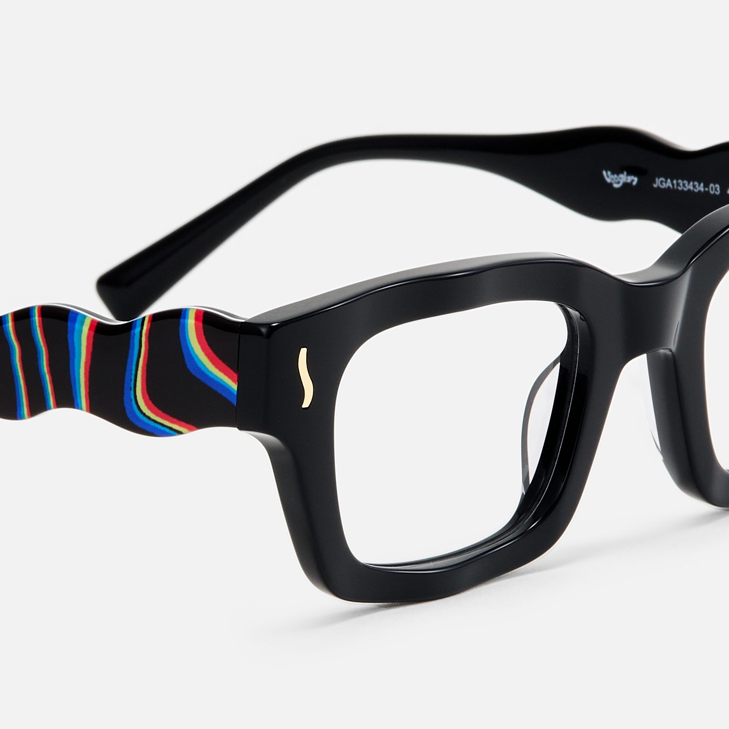 Wave - Rectangle Black Eyeglasses product detail 4