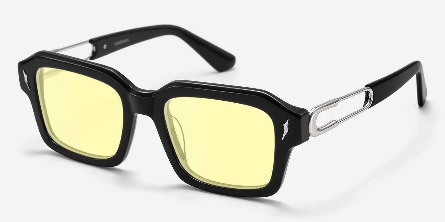 Blindspot - Thick Acetate Black Sunglasses | Vooglam Front View