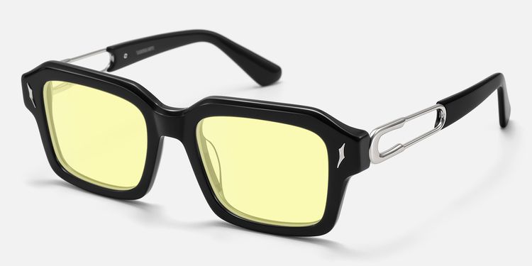Blindspot - Acetate Yellow Tint Black Sunglasses | Vooglam