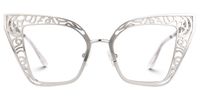 Agalia - Cat Eye Silver Eyeglasses | Vooglam Angle View
