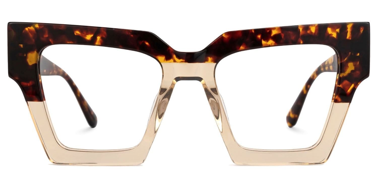 Eleora - Square Brown/Tortoise Eyeglasses | Vooglam Angle View