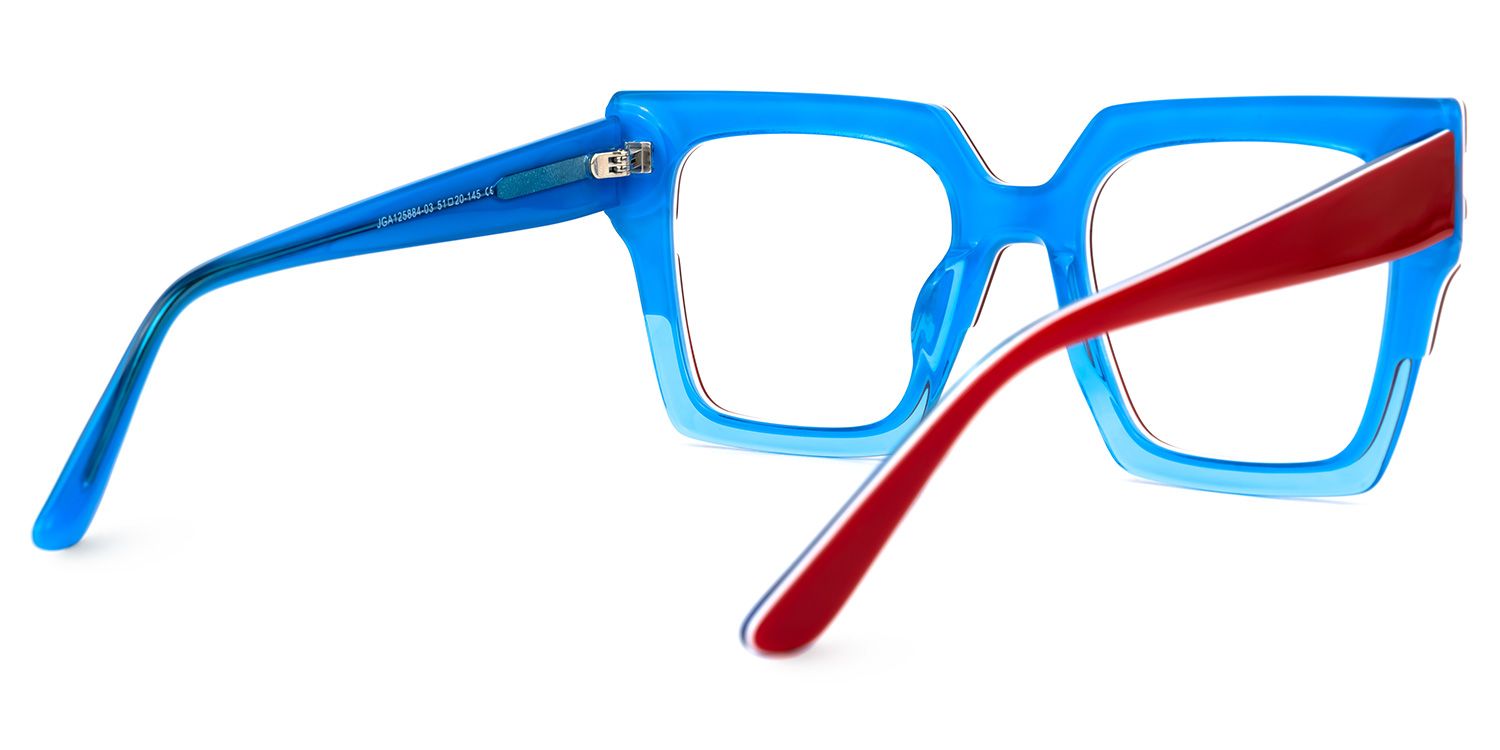 Darius - Square Red/Blue Eyeglasses | Vooglam Side View