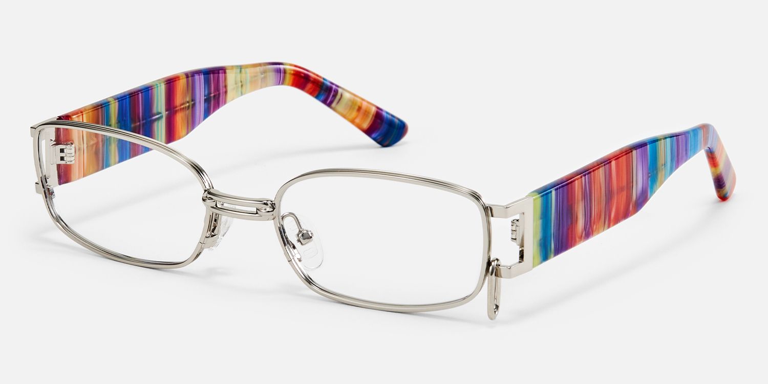 Gagenia - Rectangle Silver Eyeglasses | Vooglam Front View