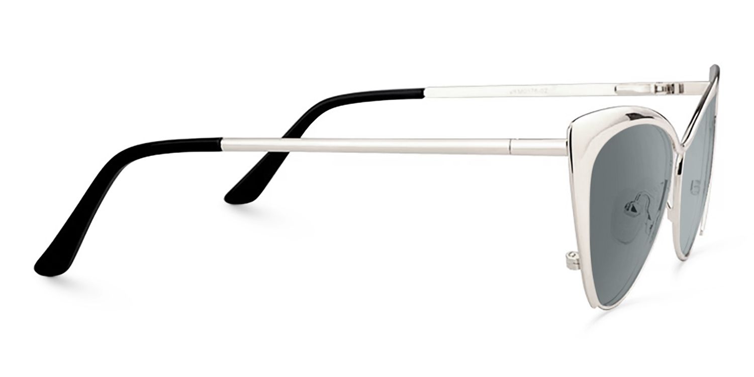 Annabelle - Sleek Silver Cat Eye Sunglasses | Vooglam 4