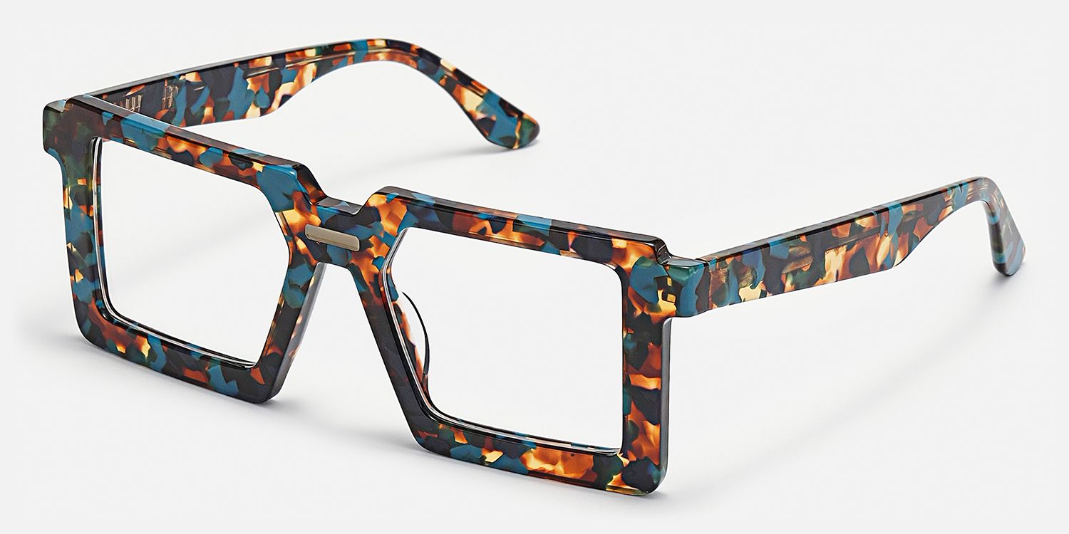 Ekavali - Unique Square Blue & Tortoise Glasses | Vooglam Front View