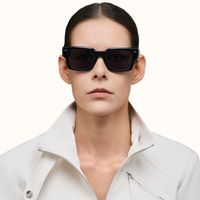 The Programmer - Rectangle Black Sunglasses | Vooglam On Model 1