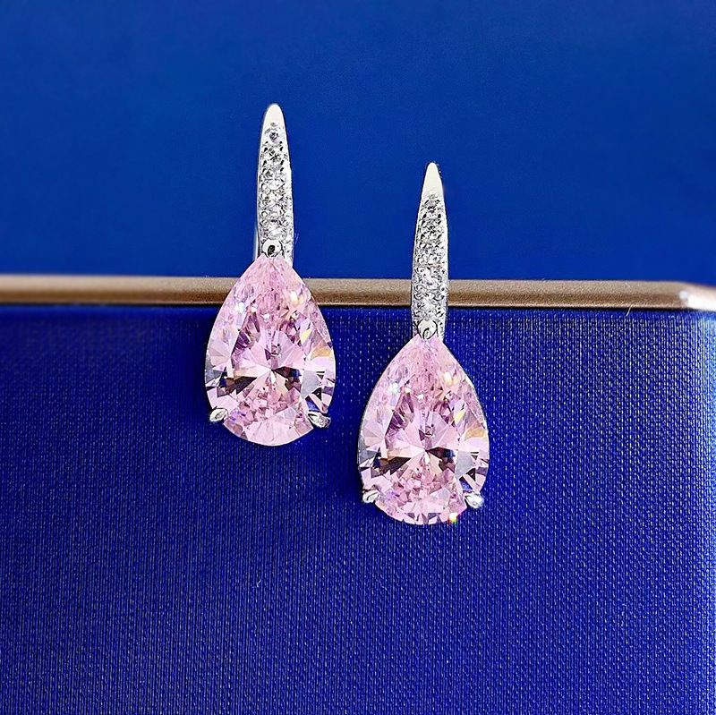 Beautiful Fancy Pink Waterdrop Pierced Earrings by Vooglam - On Model