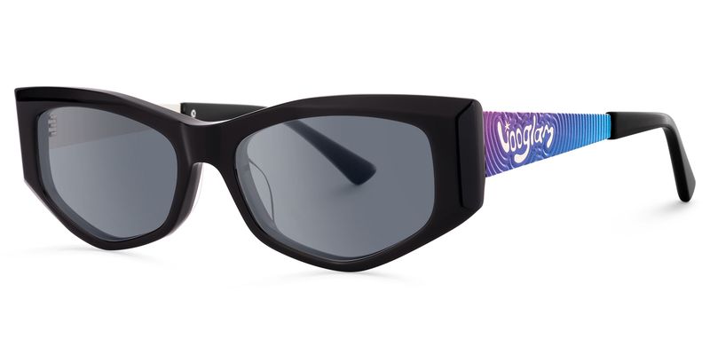 Tahiya - Geometric Black Sunglasses | Vooglam