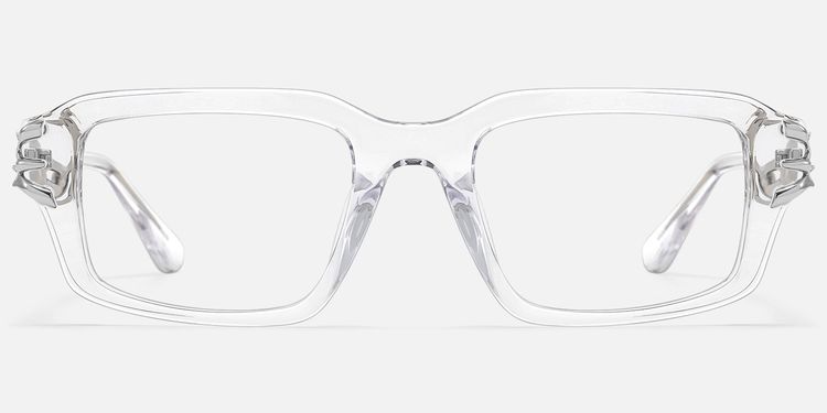 Vorpal - Clear Thorn Rectangle Silver Glasses | Vooglam