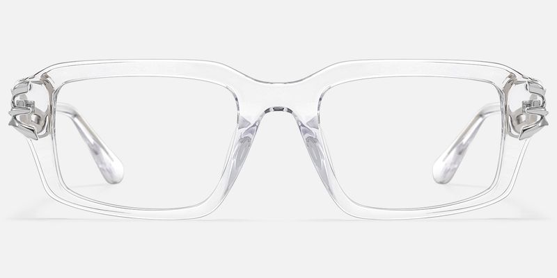 Vorpal - Clear Thorn Rectangle Silver Glasses | Vooglam