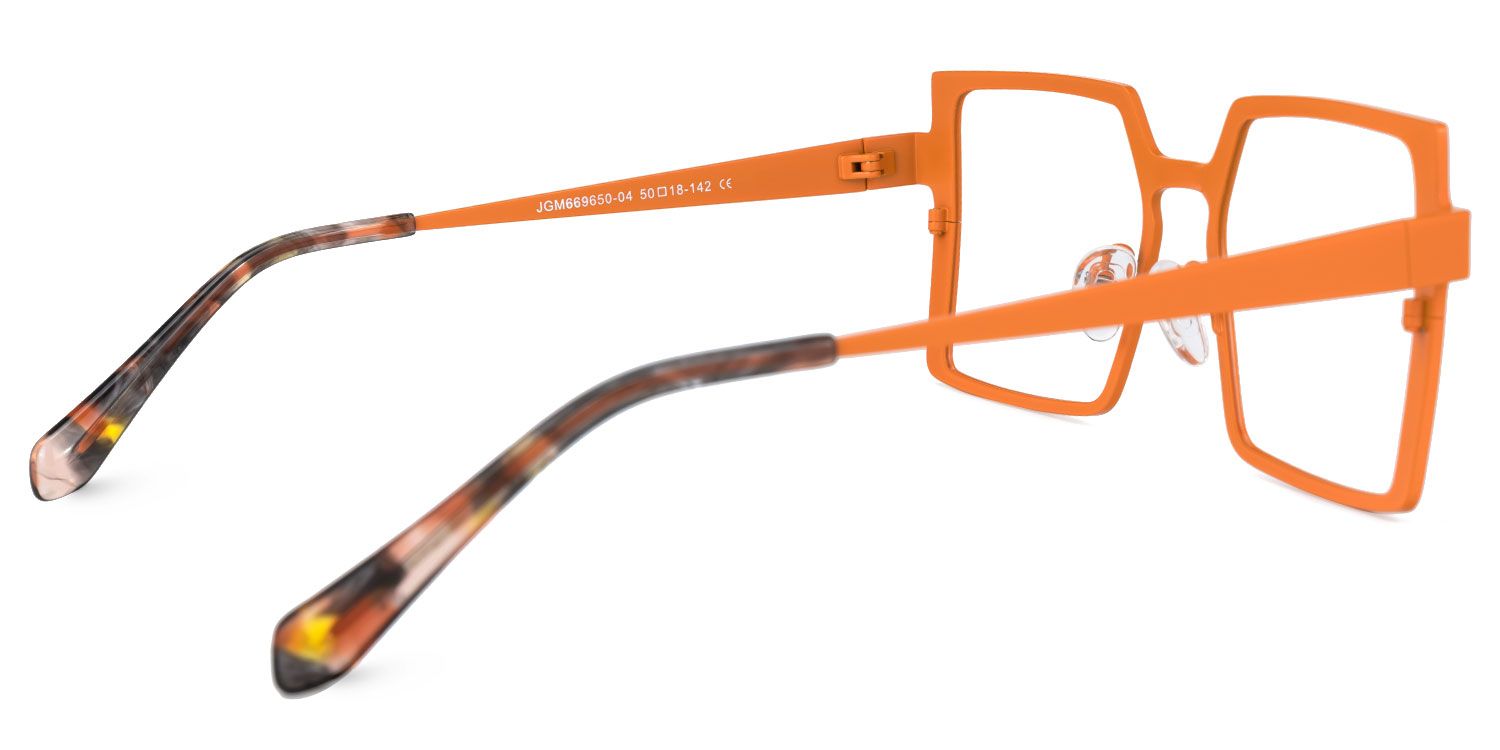 Elowen - Rectangle Orange Eyeglasses by Vooglam - Side View
