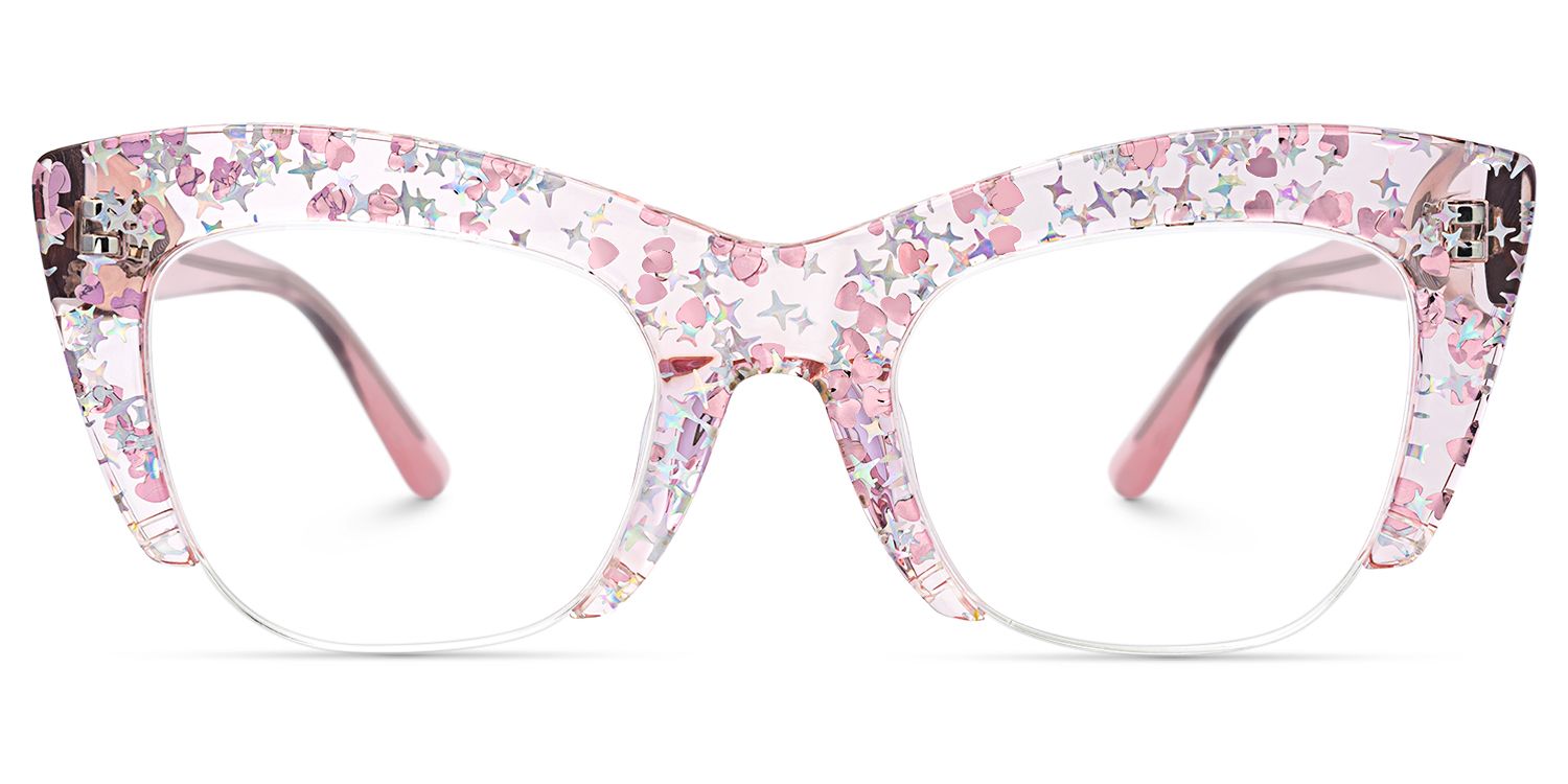 Algernon - Cat Eye Pink Eyeglasses by Vooglam - Angle View
