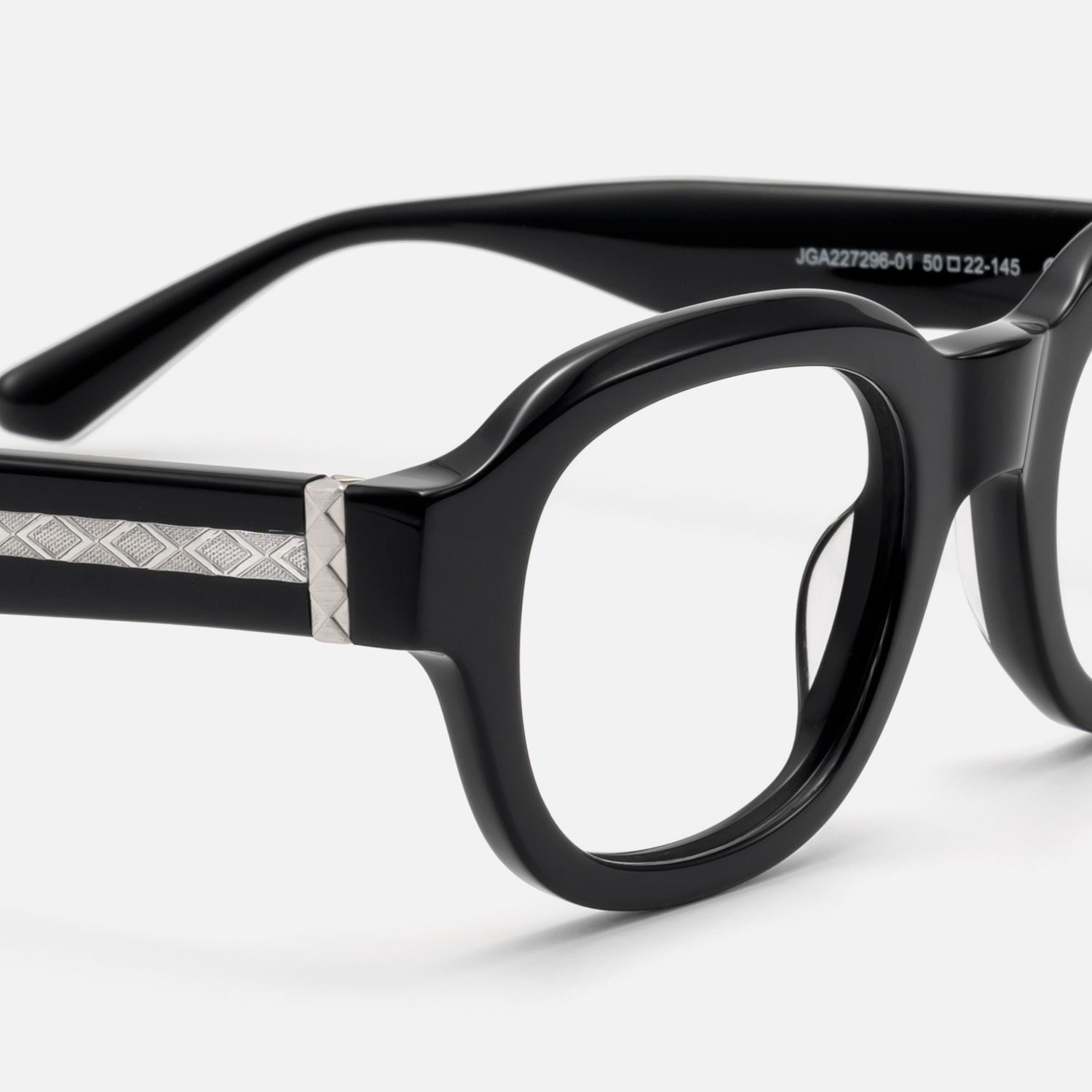 Eerie - Shiny Black Diamond Patterned Glasses | Vooglam Design Details
