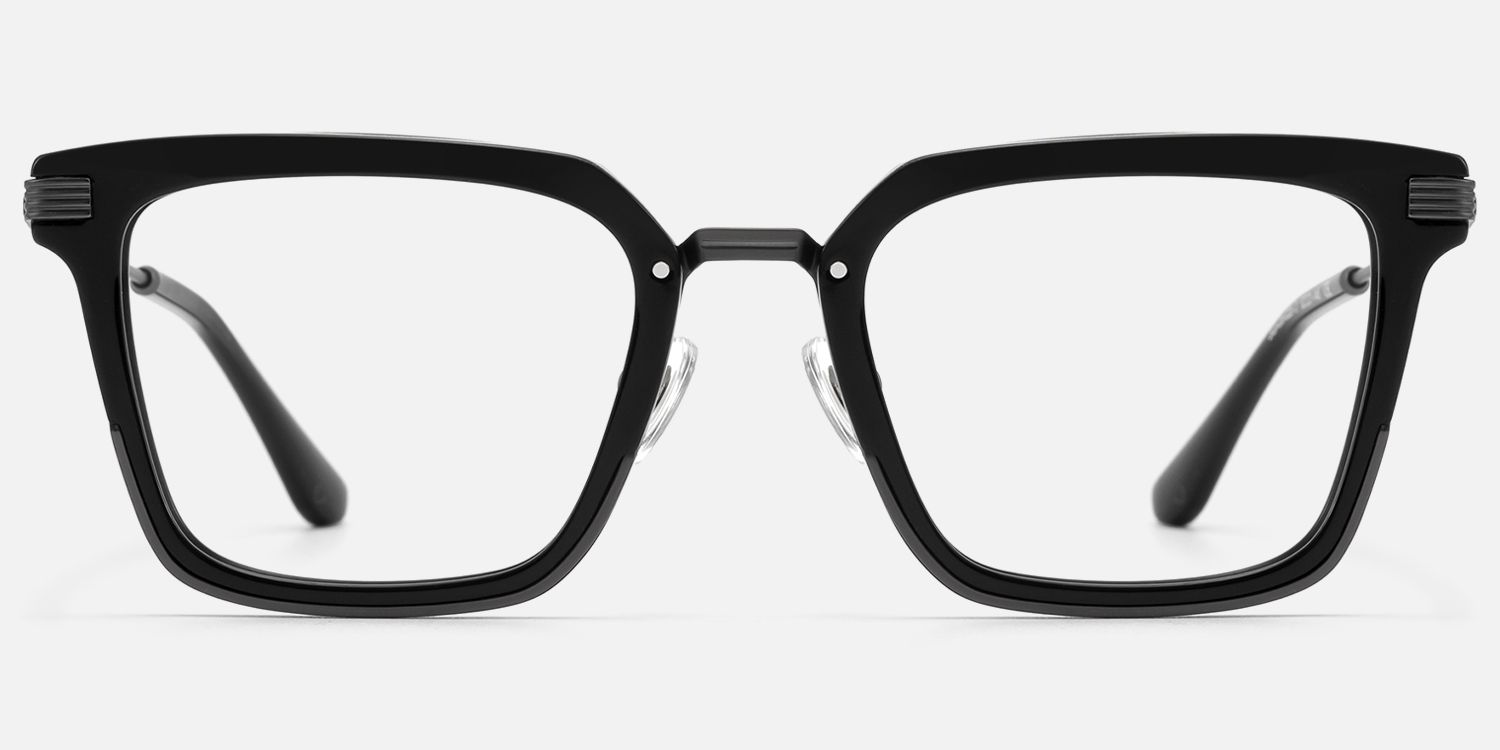 Kassel - Matte Gunmetal Modular Square Glasses | Vooglam Angle View
