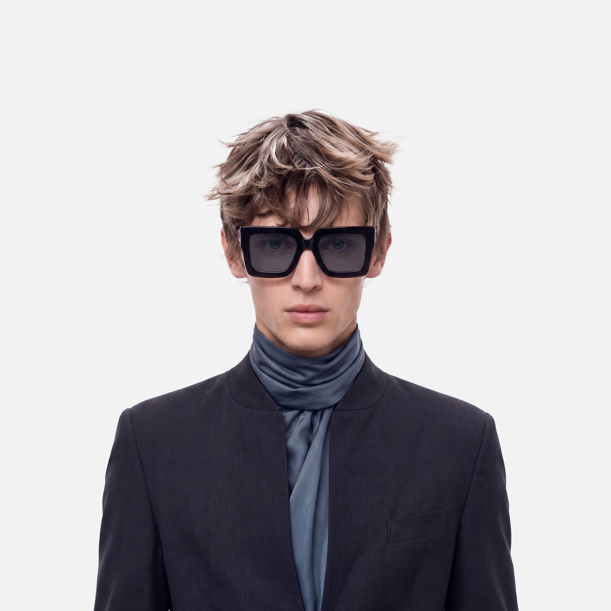 Charisse - Bold Chunky Square Black Sunglasses | Vooglam On Model 2