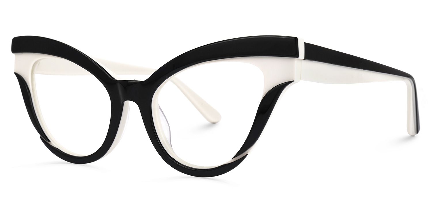 Daveigh - Cat Eye Black/White Eyeglasses | Vooglam Front View