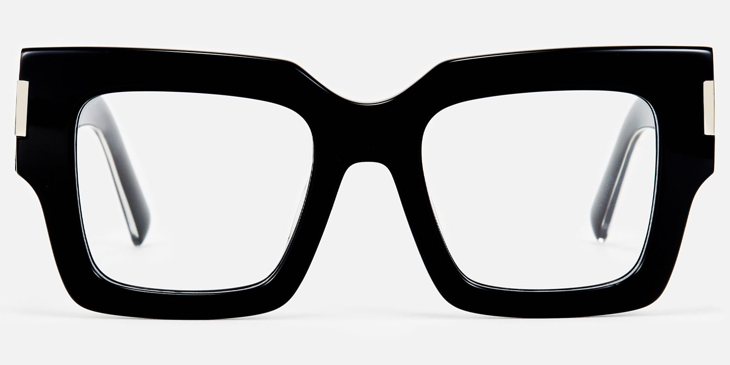 Vaeda - Square Black Eyeglasses | Vooglam Angle View