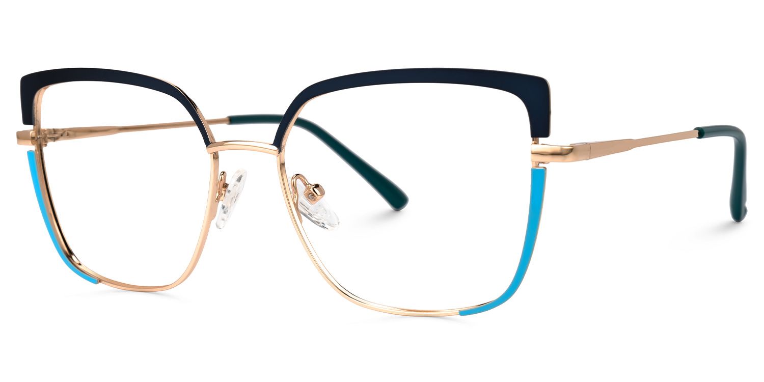 Deandre - Square Blue Eyeglasses | Vooglam Front View