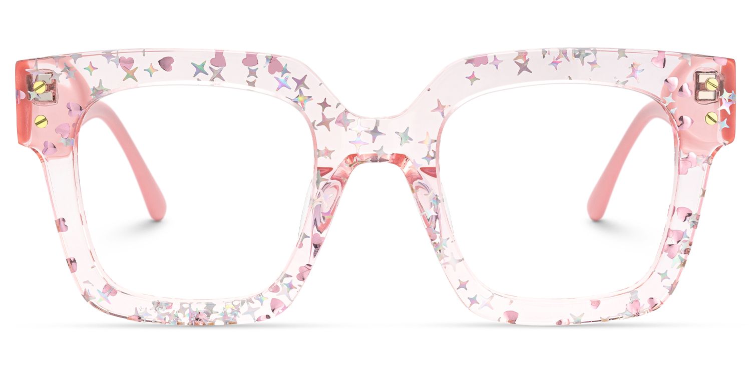Najwa - Square Pink Eyeglasses | Vooglam Angle View