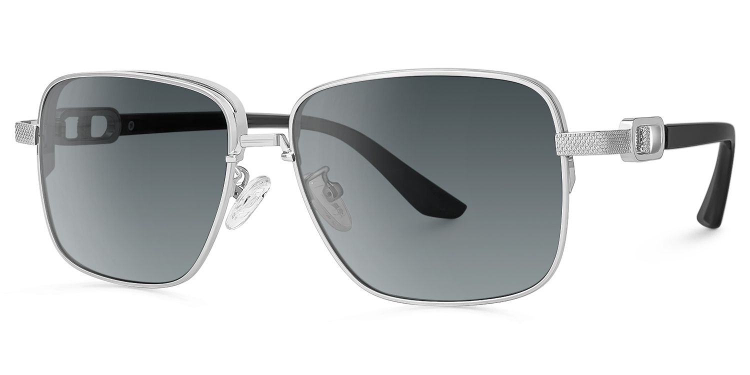 Jadiel - Square Silver Sunglasses | Vooglam Front View