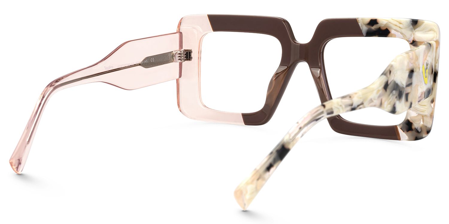 Valora - Square Brown Eyeglasses | Vooglam Side View