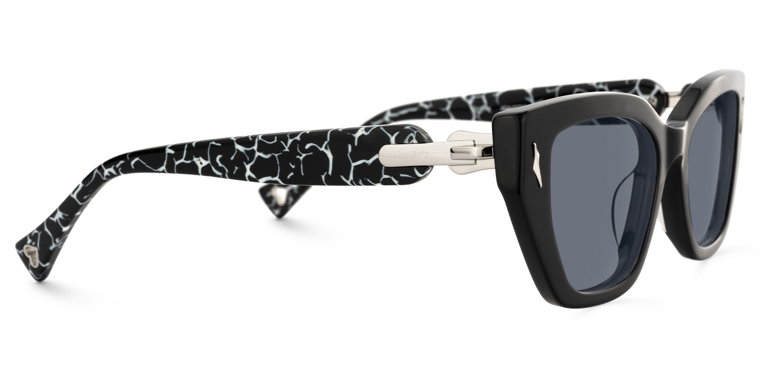 Naiara - Rectangle Black Sunglasses - 5