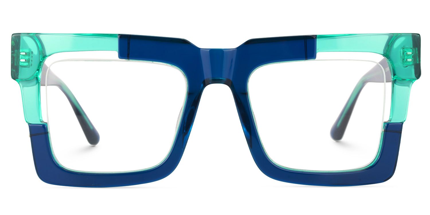 Eliora - Square Blue Eyeglasses | Vooglam Angle View