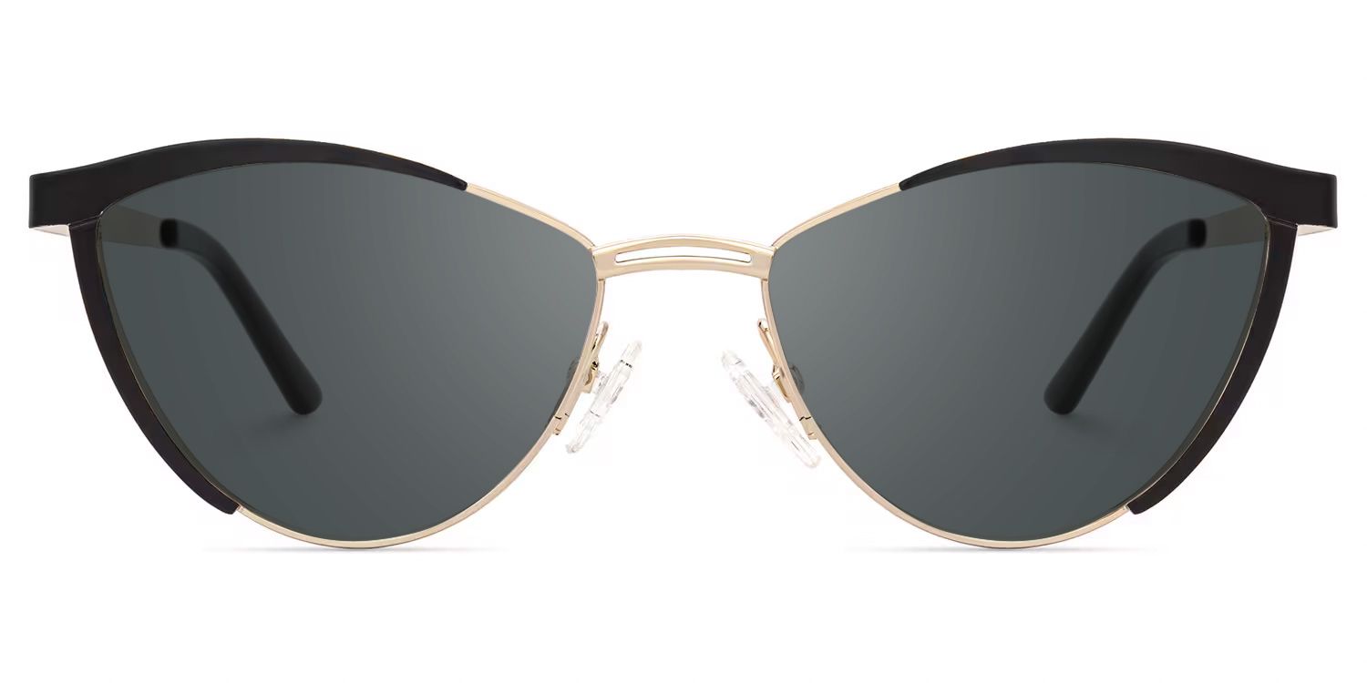 Sydney Black Cat Sunglasses Frames with Gold Accents │Vooglam Angle View