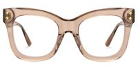 Faustyna - Square Champagne Eyeglasses | Vooglam Angle View