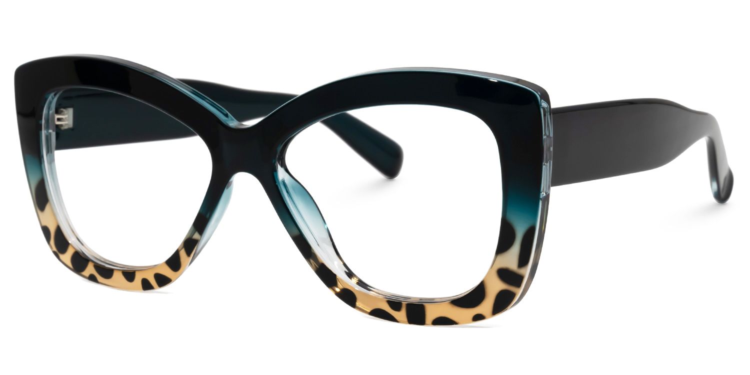 Undra - Bold Eyeglasses with Leopard Print | Vooglam Front View