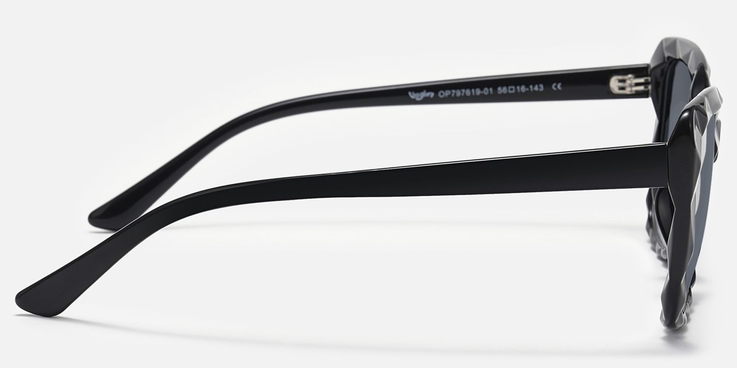 Letitia - Rectangle Black Sunglasses | Vooglam Side View