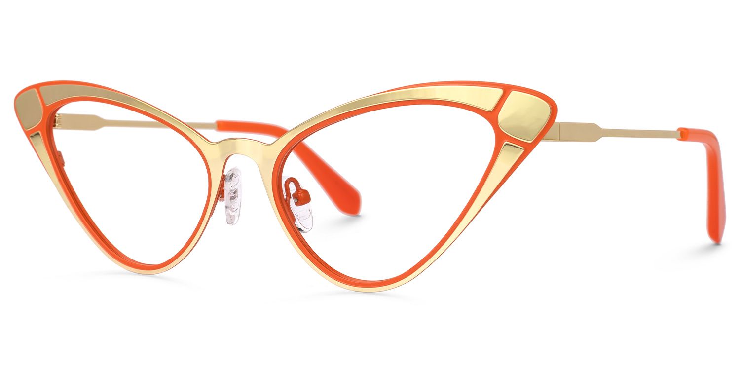 Fachtna - Cat Eye Orange/Gold Eyeglasses | Vooglam Front View