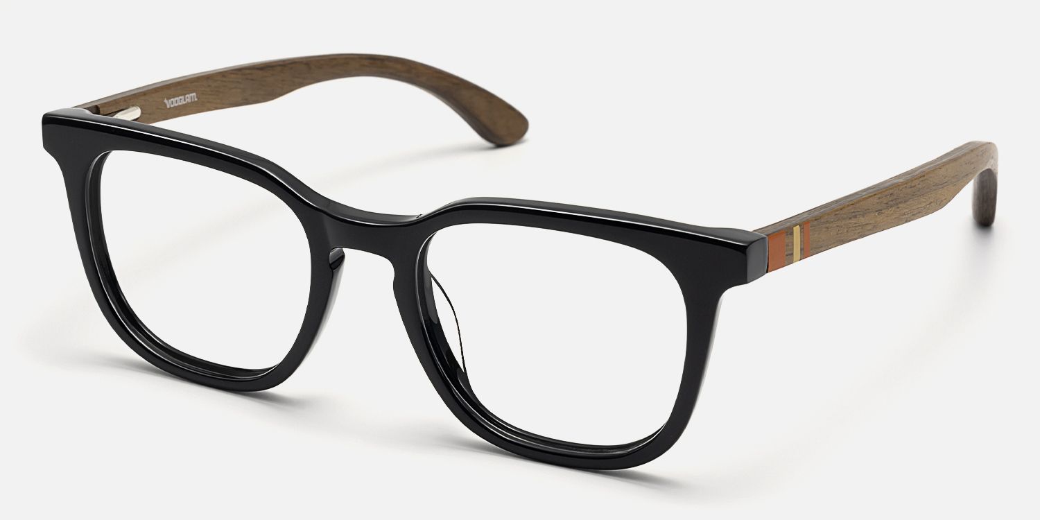 Lote - Square Black Eyeglasses | Vooglam Front View