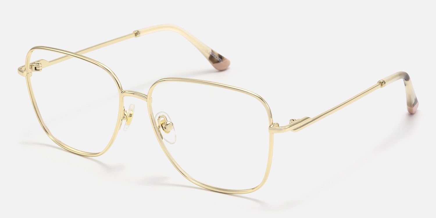 Karma - Square Gold Eyeglasses | Vooglam Front View