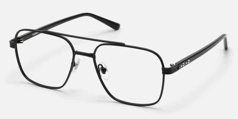 Kovar - Matte Black Monochrome Wire Aviator | Vooglam