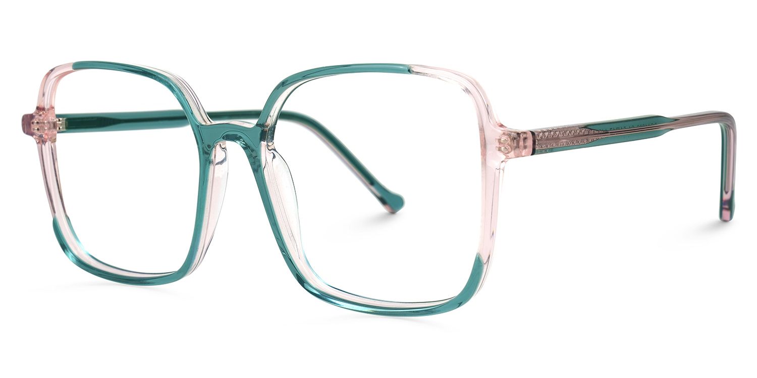 Delphina - Square Green Eyeglasses | Vooglam Front View