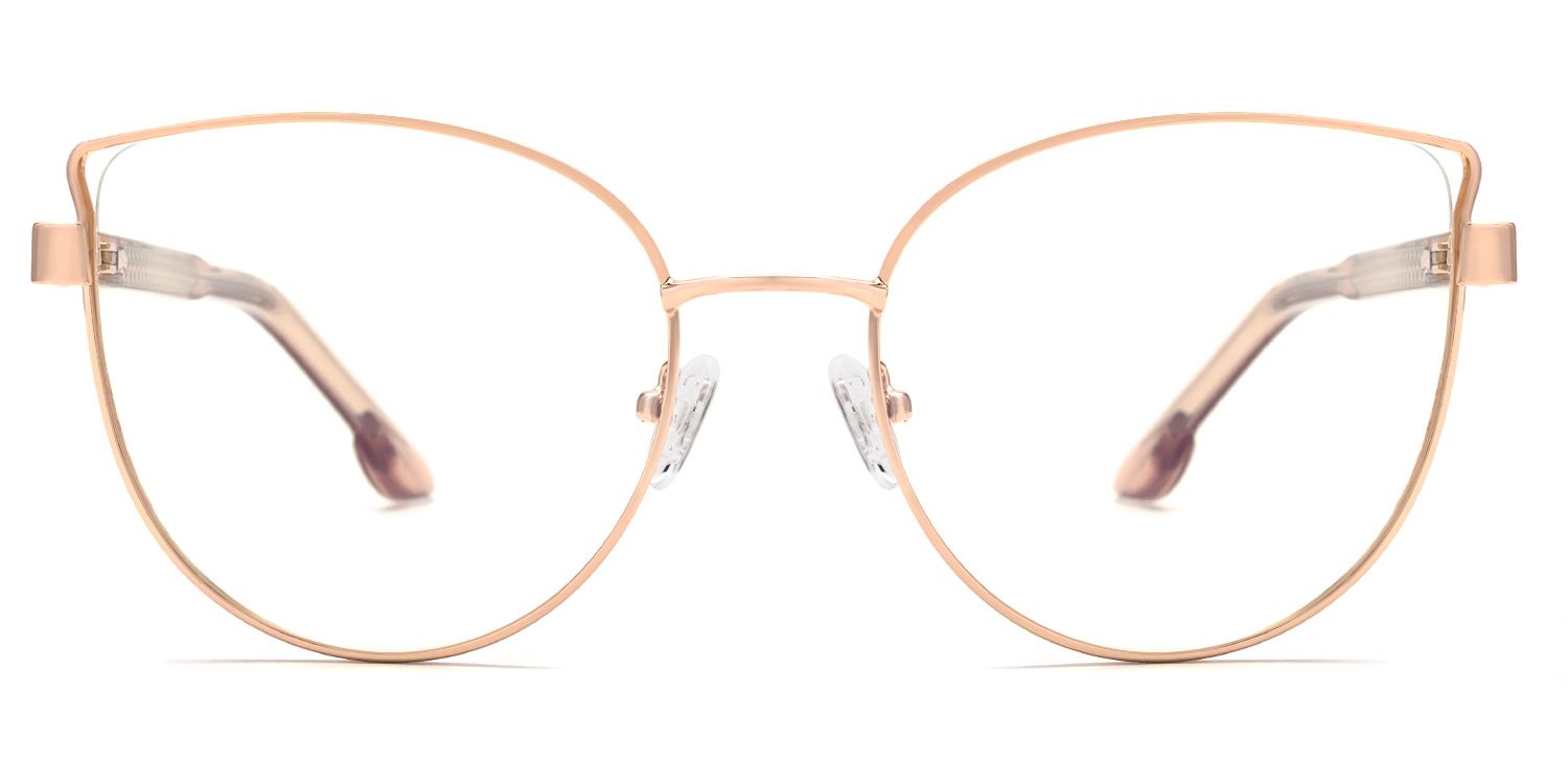 Naime - Cat Eye Gold Eyeglasses | Vooglam Angle View