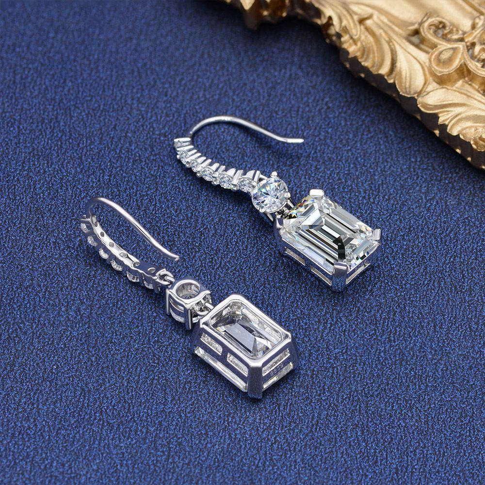 Versatile Diamond White Square Pierced Earrings by Vooglam - Lifestyle Look