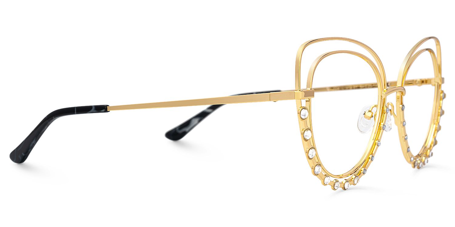Odilia - Cat Eye Gold Eyeglasses | Vooglam 4