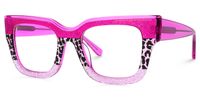 Lalasa - Pink Glitter Glasses Frames Leopard Print | Vooglam Front View