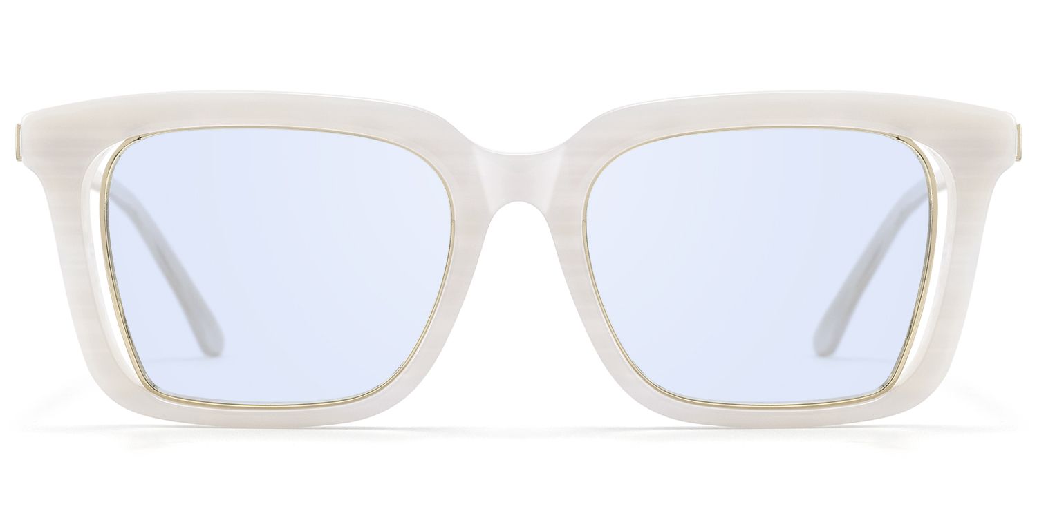 Chaparral - Blue Lens Rectangle White Sunglasses | Vooglam Product Details 1