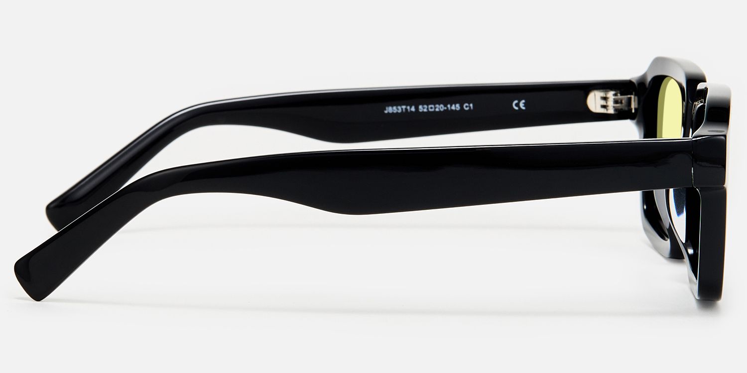 Jet - Rectangle Black Sunglasses | Vooglam Side View