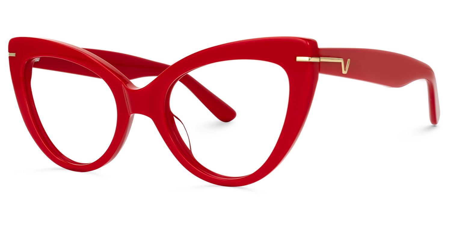 Veromca - Cat Eye Red Eyeglasses by Vooglam - Front View