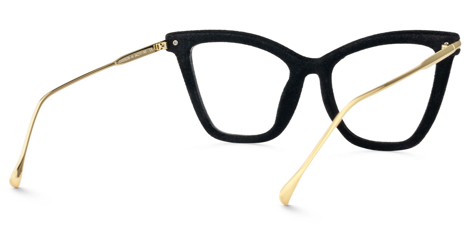 Hilary - Butterfly Black Eyeglasses by Vooglam - Side View