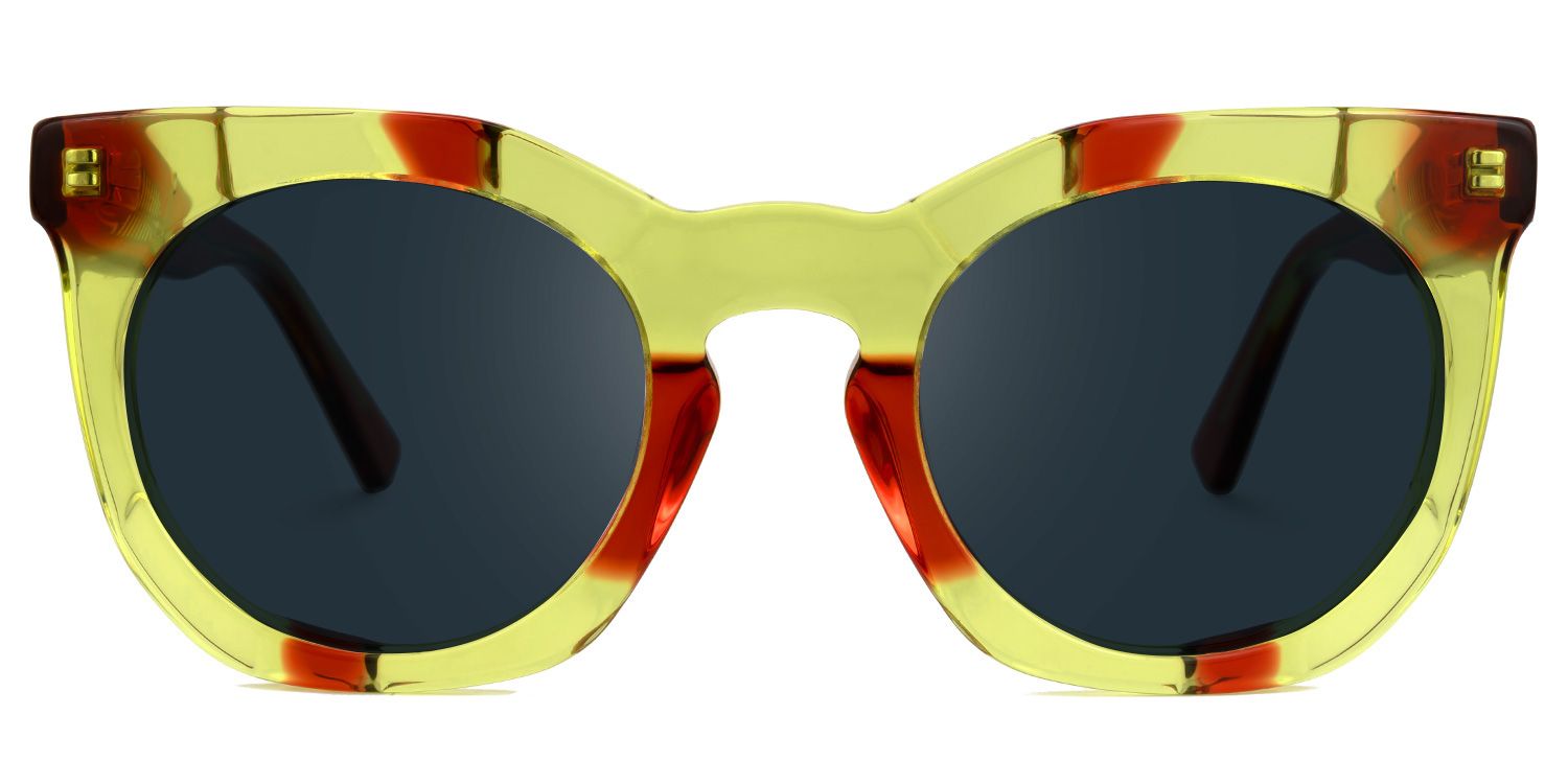 Deiondre - Round Yellow Sunglasses | Vooglam Angle View