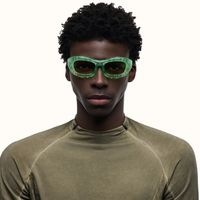 The Geologist - Geometric Green Sunglasses | Vooglam On Model 2